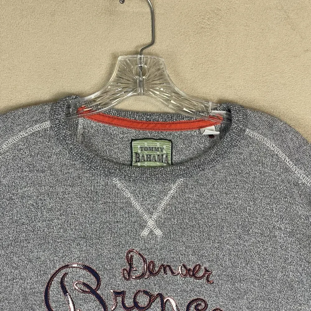 Tommy Bahama Sweatshirt Mens XL Gray Denver Broncos NFL Long‎ Sleeve Knit